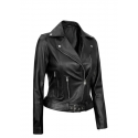 Ladies Double Rider Biker Leather Jacket