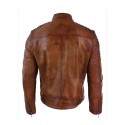 Mens Cafe Racer Brown Distressed Leather Jacket