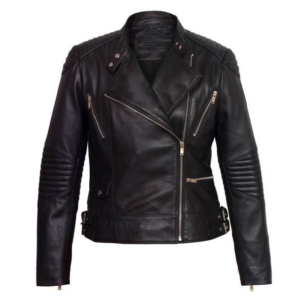 WOMEN'S BLACK LEATHER BIKER JACKET