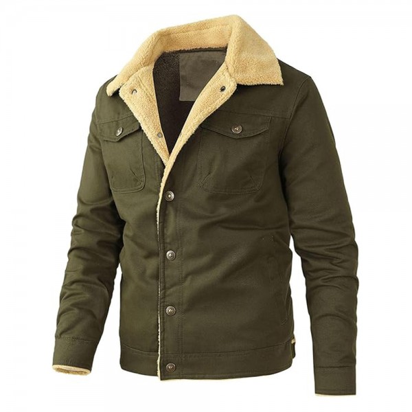 Army Green Bomber Jacket With Fur