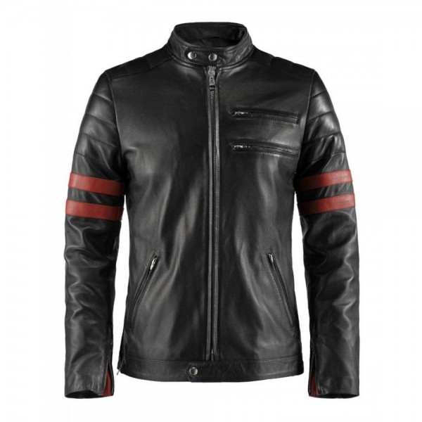 Hybrid Cafe Racer Black Leather Jacket