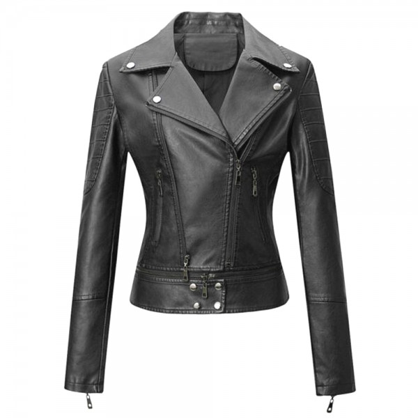 Ladies Double Rider Biker Leather Jacket