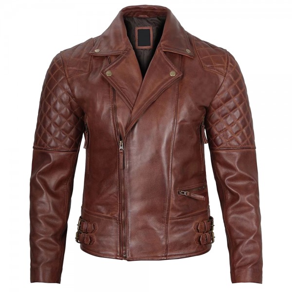 Dark Brown Leather Biker Jacket