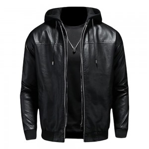 Hooded Leather Jacke...