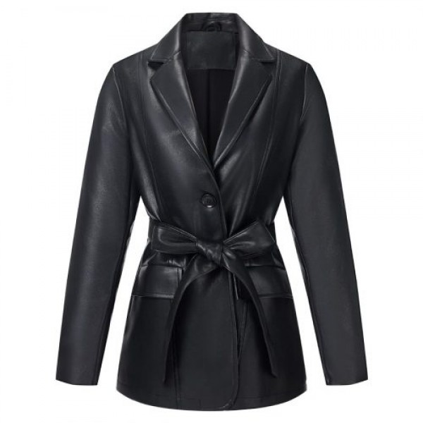  Women Leather Blazer